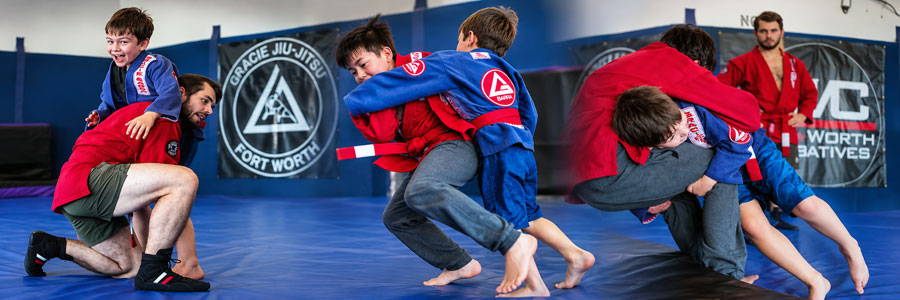Children practicing Judo, Sambo, and Jiu-Jitsu grappling techniques at Fort Worth Combatives