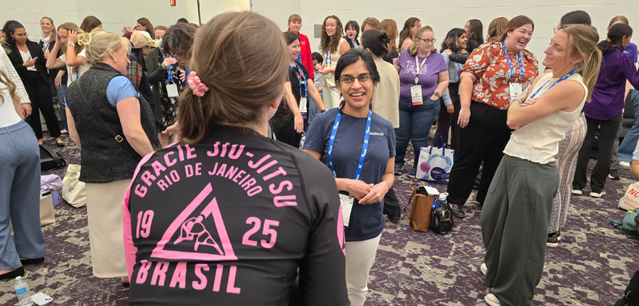 Students learning self defense